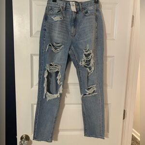 American Eagle Outfitters Light Blue Distressed Straight Leg Jeans